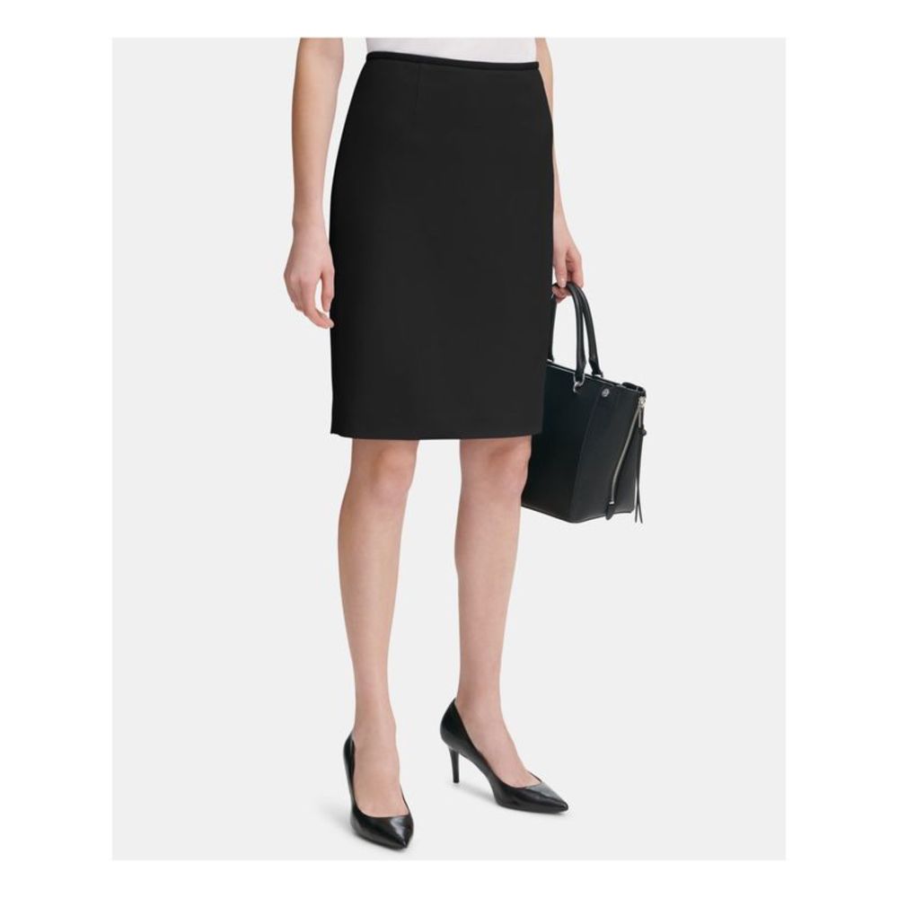 CALVIN KLEIN Womens Black Hook And Eye Closure Pencil Skirt Petites 4P